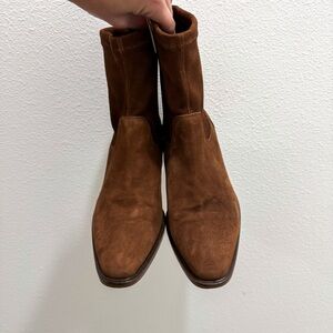 Aquatalia Waterproof Brown Suede Boots Classic Pointy Square‎ Toe 5 Boho Western
